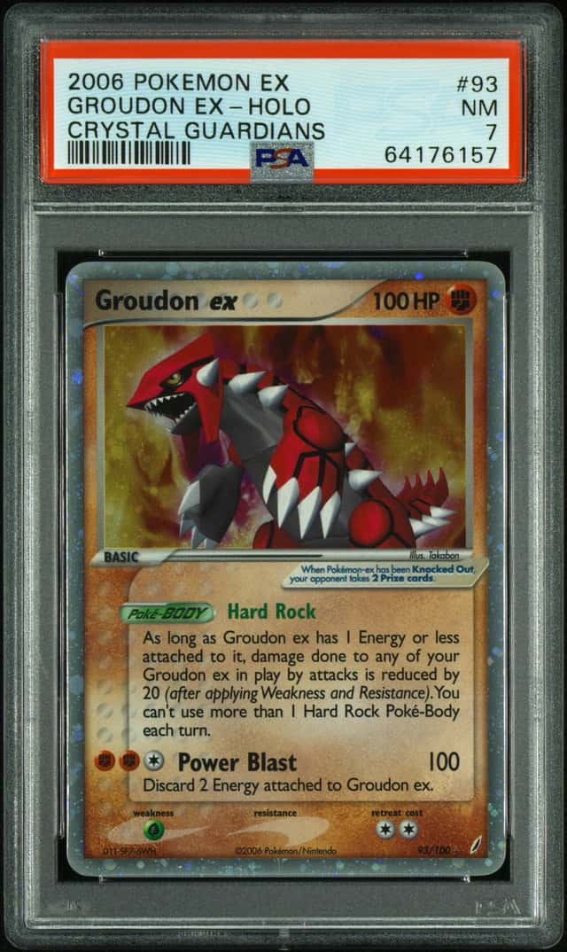 2006 GROUDON EX HOLO 93/100 CRYSTAL GUARDIANS POKEMON PSA 7
