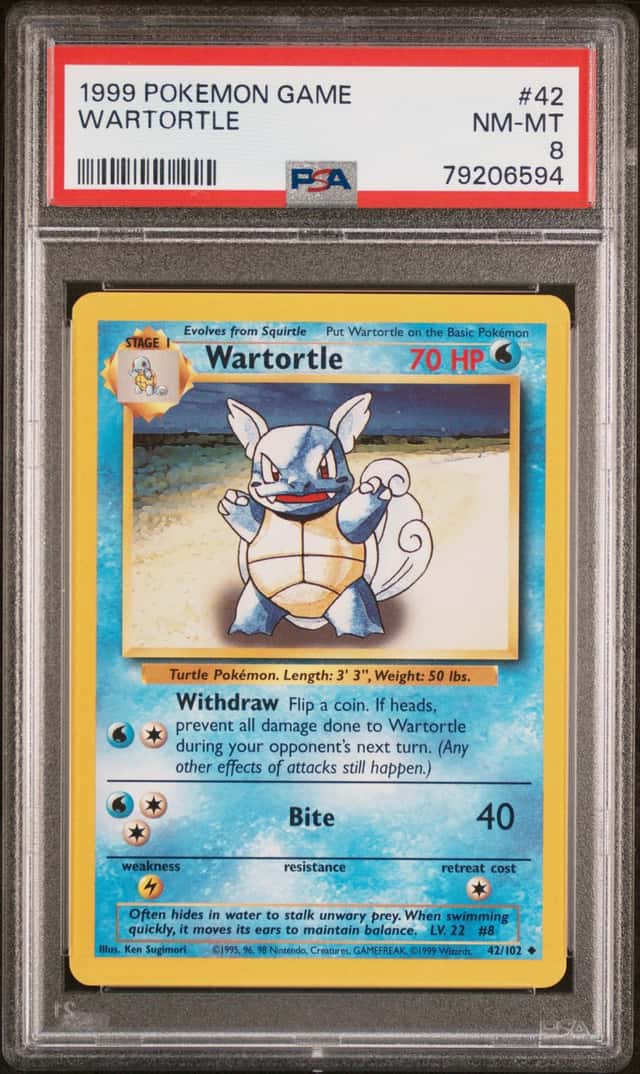 1999 Pokemon Base Set Wartortle 42/102 Unlimited PSA 8 NM-MT