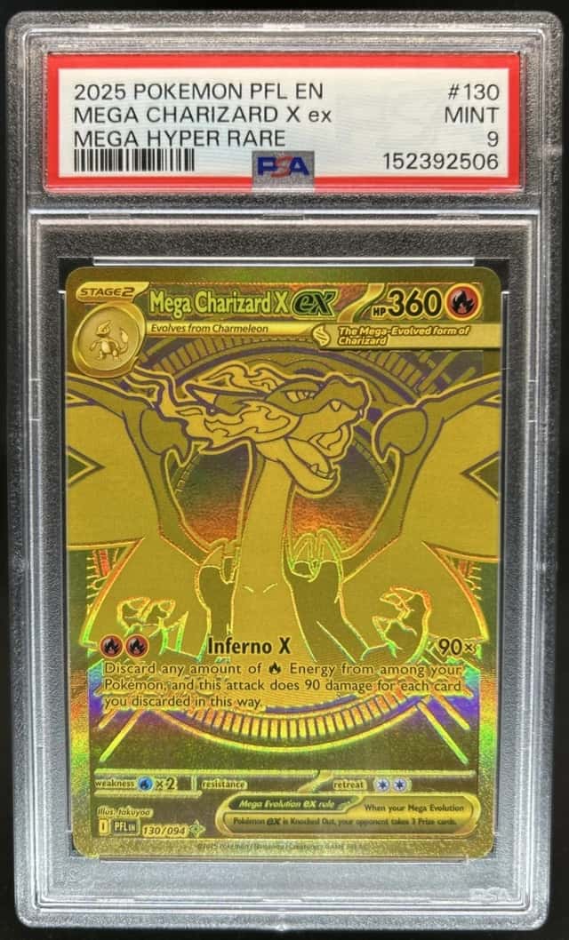 2025 Pokemon Phantasmal Flames Mega Charizard X ex Hyper Rare #130/094 PSA 9