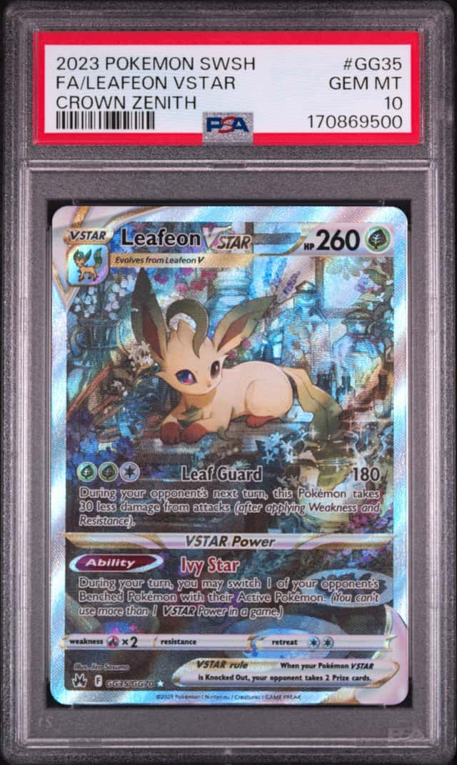 2023 POKEMON SWORD & SHIELD CROWN ZENITH #GG35 FULL ART/LEAFEON VSTAR PSA 10