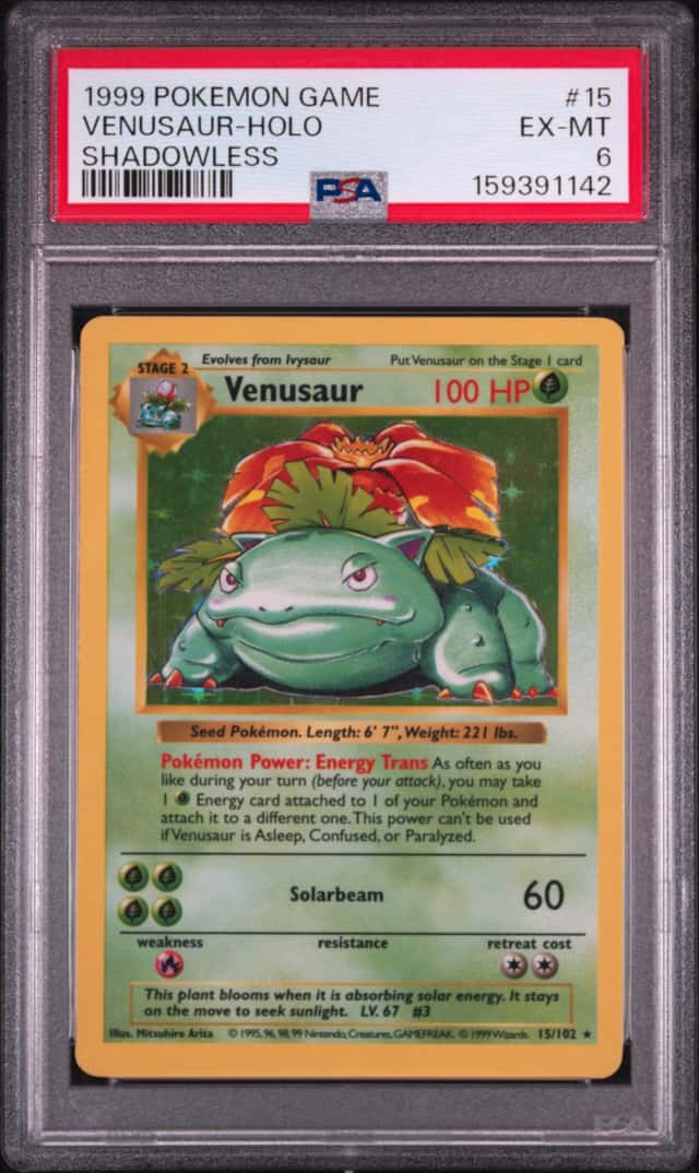 1999 Pokemon Shadowless Venusaur Holo #15/102 PSA 6