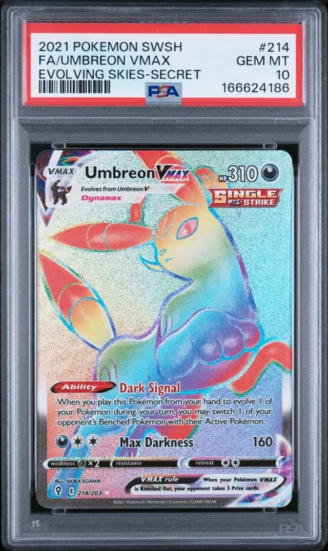 2021 POKEMON SWORD & SHIELD EVOLVING SKIES SECRET FULL ART/UMBREON VMAX PSA 10