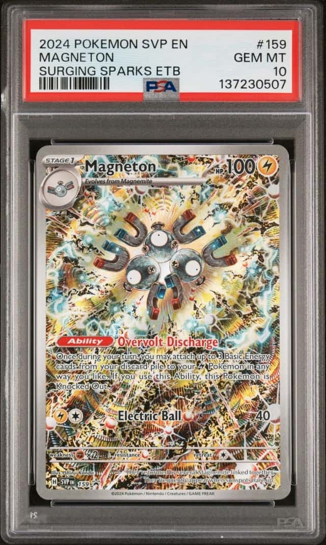 2024 POKEMON SVP EN-SV SURGING SPARKS ELITE TRAINER BOX #159 MAGNETON PSA 10