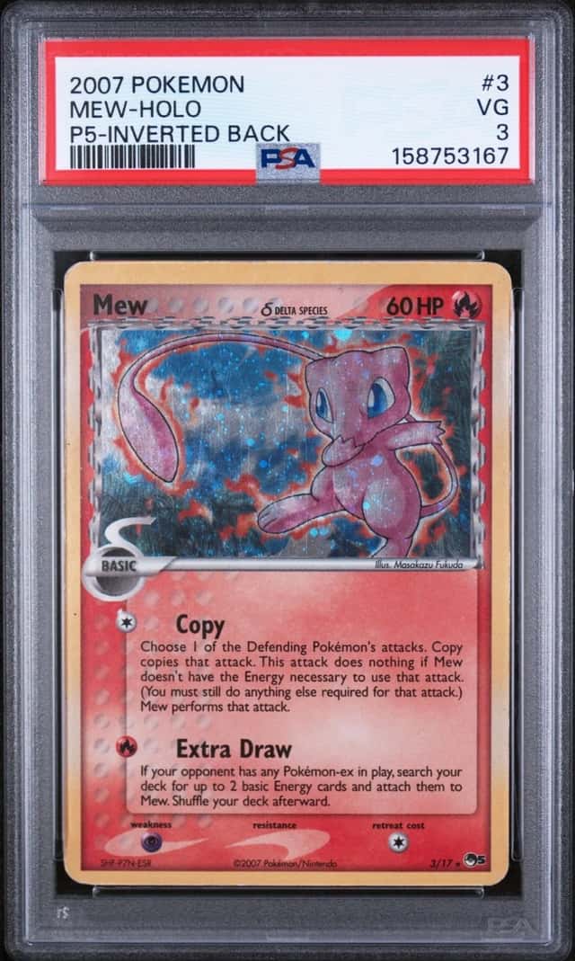 MEW HOLO 3/17 INVERTED BACK POP SERIES 5 POKEMON PSA 3