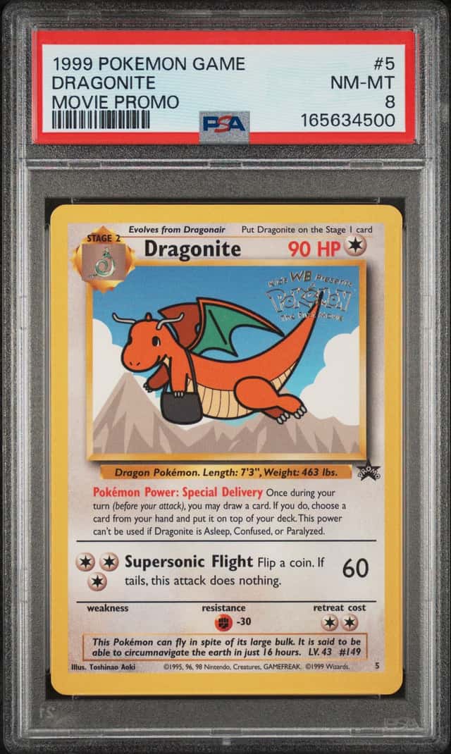 The Pokémon Company 1999 Dragonite Movie Promo Wotc 05/53 Regular PSA 8