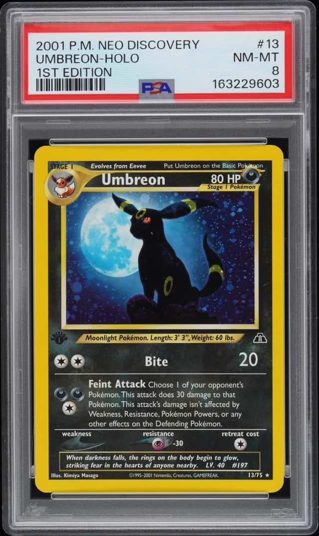 2001 POKEMON NEO DISCOVERY #13 UMBREON-HOLO 1ST EDITION PSA 8