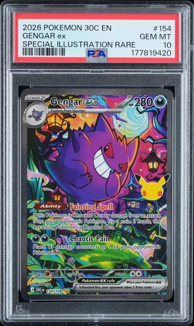 2026 POKEMON 30C EN-30TH CELEBRATION SPECIAL ILLUSTRATION RARE GENGAR EX PSA 10