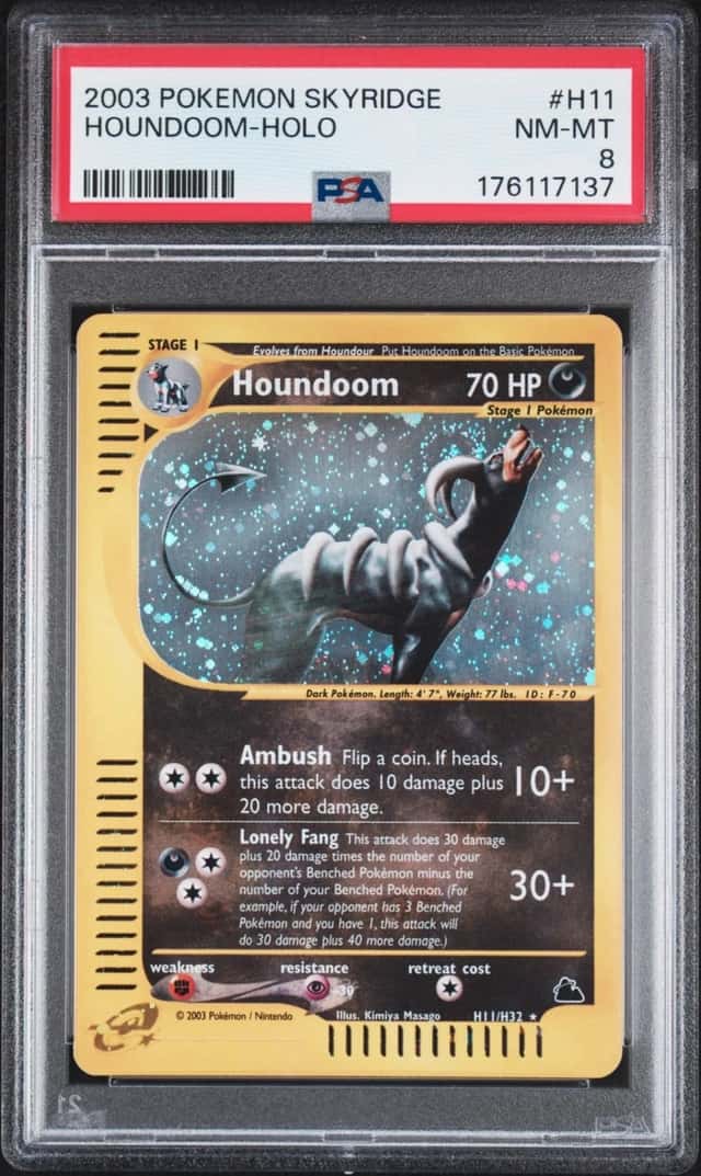 2003 POKEMON SKYRIDGE #H11 HOUNDOOM-HOLO PSA 8