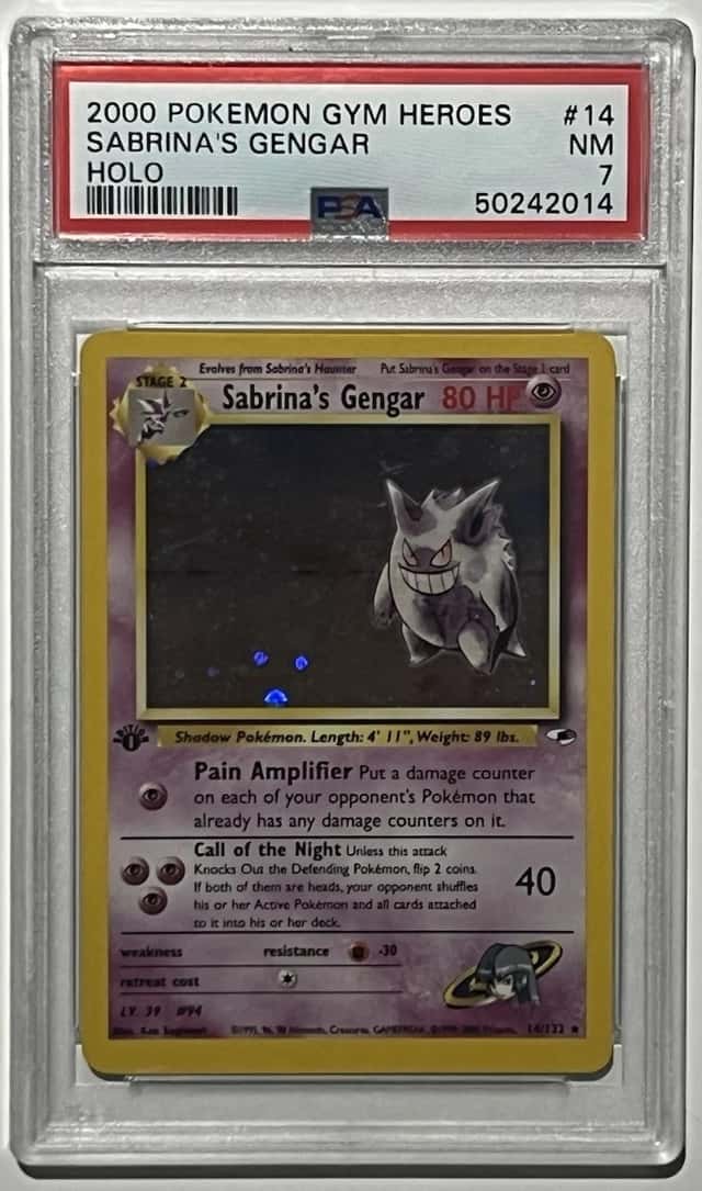Pokémon 2000 Gym Heroes Sabrina's Gengar 14/132 1st Ed Holo PSA 7 English