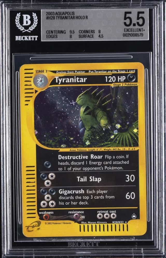 2003 POKEMON AQUAPOLIS HOLO R #H28 TYRANITAR BGS 5.5