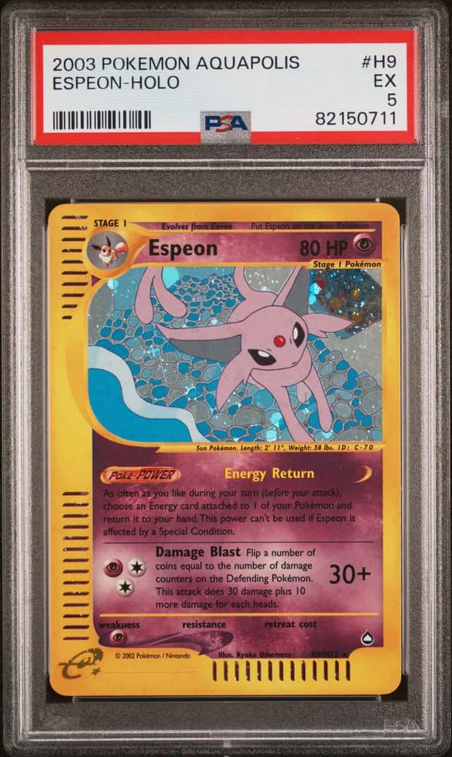 2003 POKEMON AQUAPOLIS #H9/H32 ESPEON HOLO RARE PSA 5