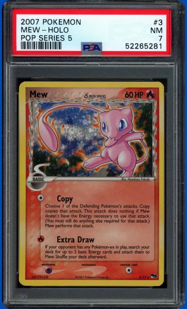 2007 POKEMON POP SERIES 5 RETAIL EXCLUSIVE #3/17 MEW DELTA SPECIES HOLO PSA 7