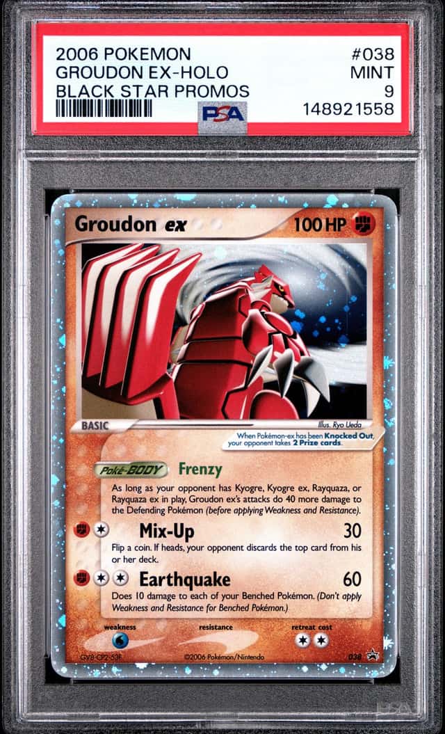 PSA 9 Groudon EX 038 Promo Black Star 2006 Silver Border Vintage Pokemon Swirl🌀