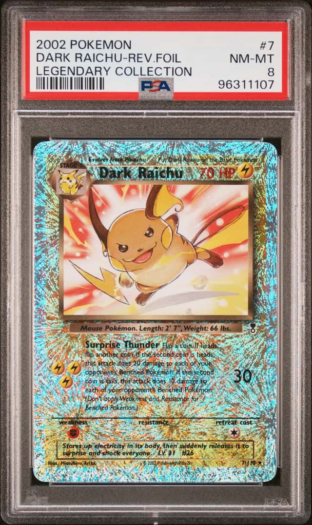 PSA 8 LC Dark Raichu 7/110 Reverse Holo Legendary Collection 2002 VintagePokemon