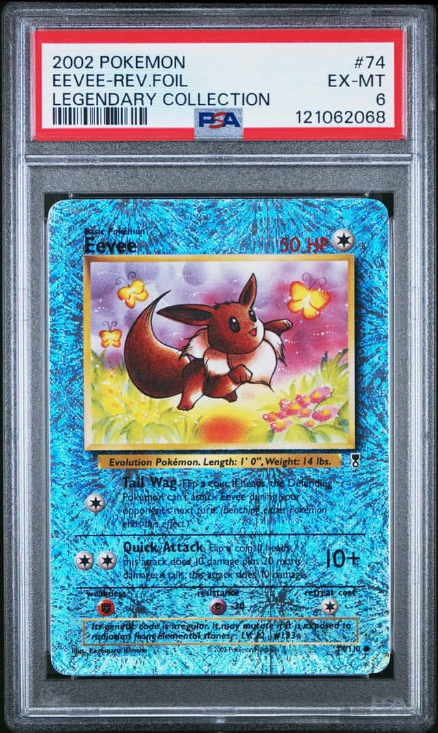 2002 POKEMON LEGENDARY COLLECTION #74 EEVEE-REVERSE FOIL PSA 6