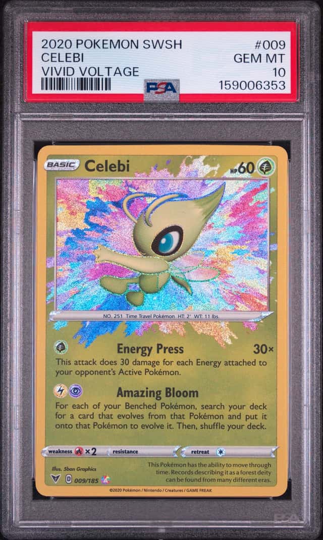 2020 POKEMON SWORD & SHIELD VIVID VOLTAGE #009 CELEBI PSA 10