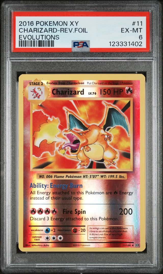 2016 POKEMON XY EVOLUTIONS #11 CHARIZARD-REVERSE FOIL PSA 6