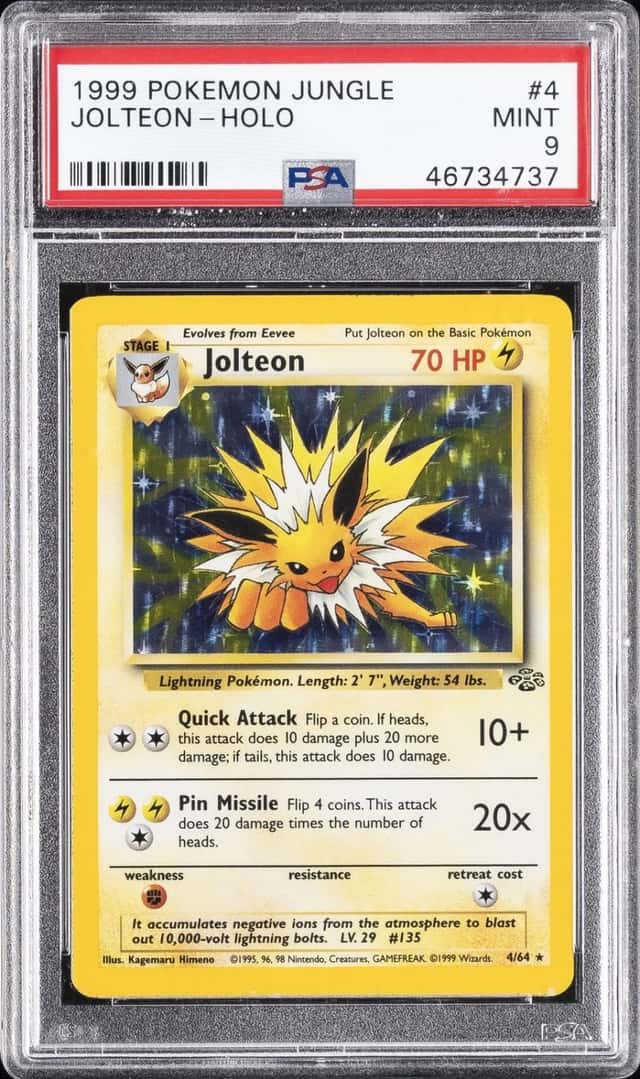 1999 POKEMON JUNGLE #4 JOLTEON-HOLO PSA 9