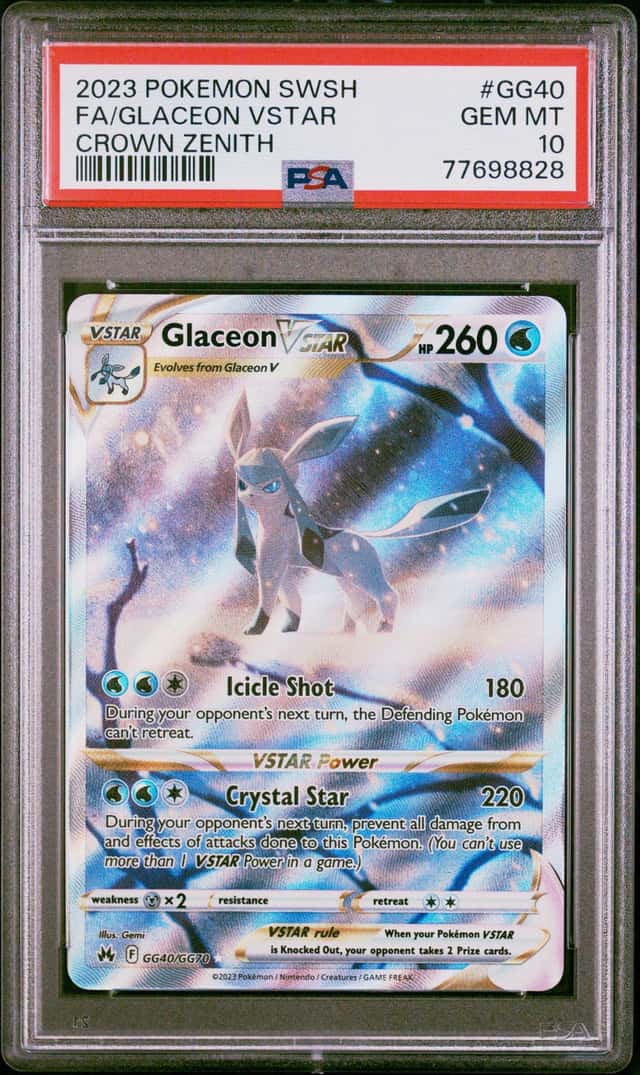 Pokemon TCG 2023 Crown Zenith Galarian Gallery Glaceon VSTAR GG40 PSA 10