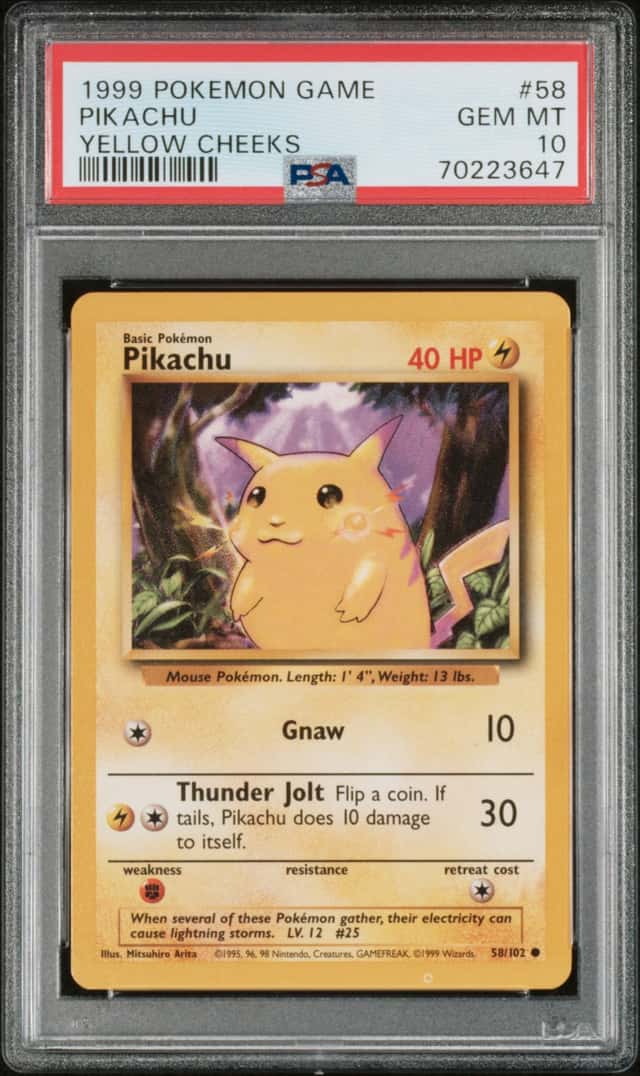 PIKA PIKA POWER ⚡️⚡️⚡️PSA 10 1999 Pokemon Base Set Pikachu Yellow Cheeks 058/102