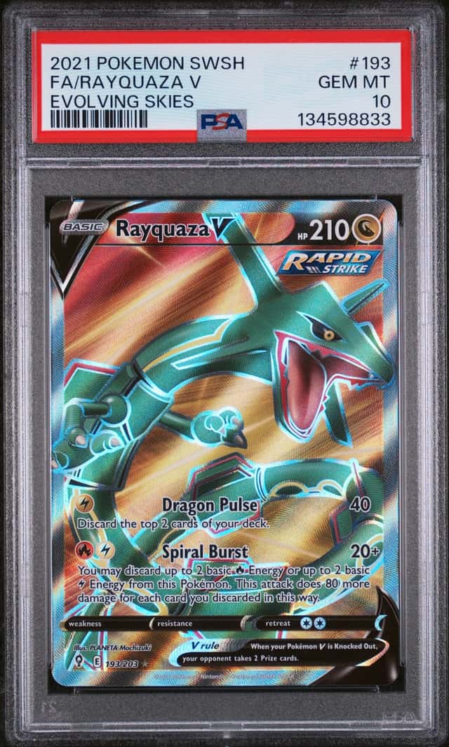 RAYQUAZA V 2021 POKEMON EVOLVING SKIES 193/203 FULL ART PSA 10 Q3963-7