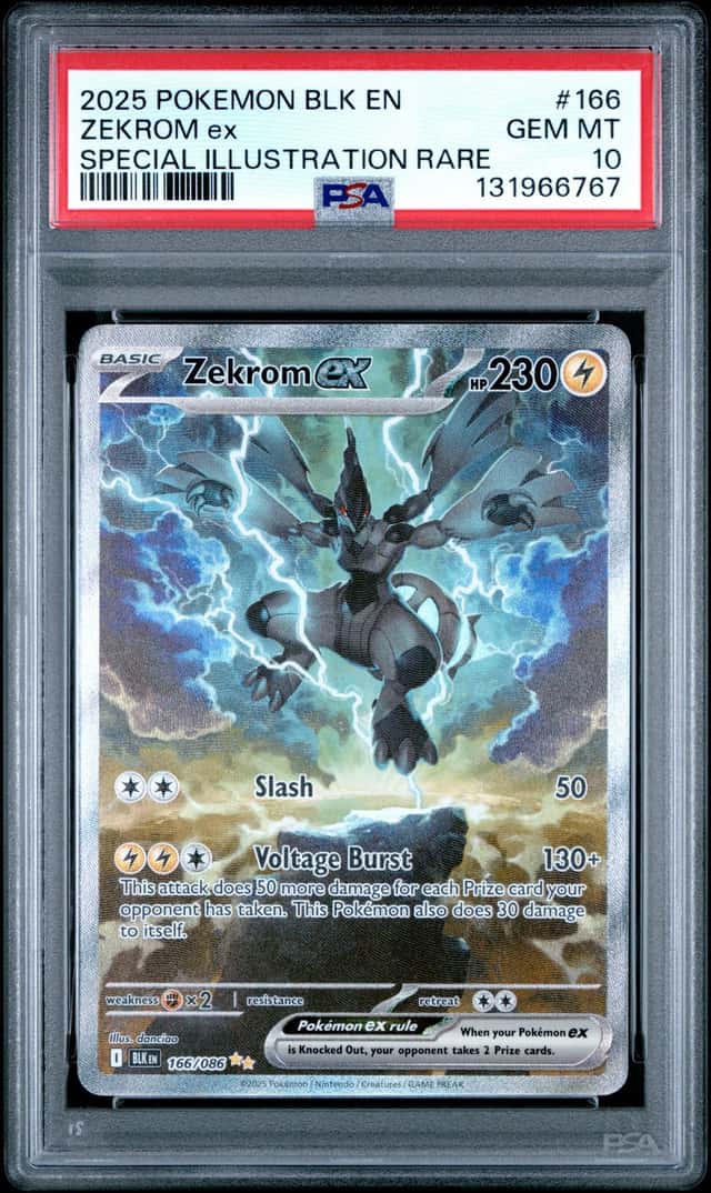 ZEKROM EX 2025 POKEMON BLACK BOLT 166/086 SIR PSA 10 Q3963-7