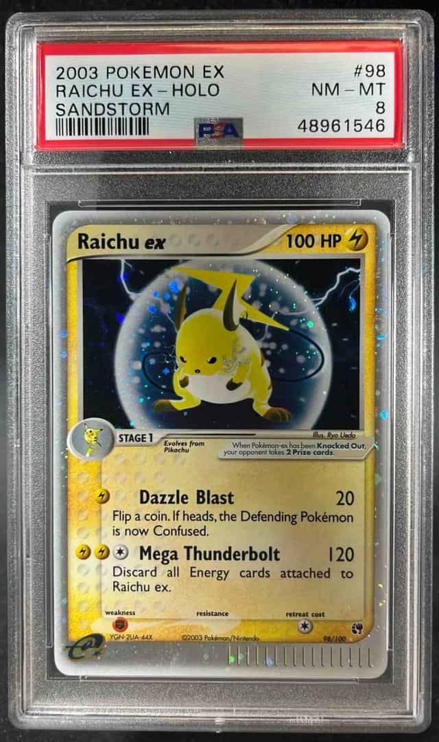 2003 Pokemon EX Sandstorm Raichu ex Holo #98/100 PSA 8