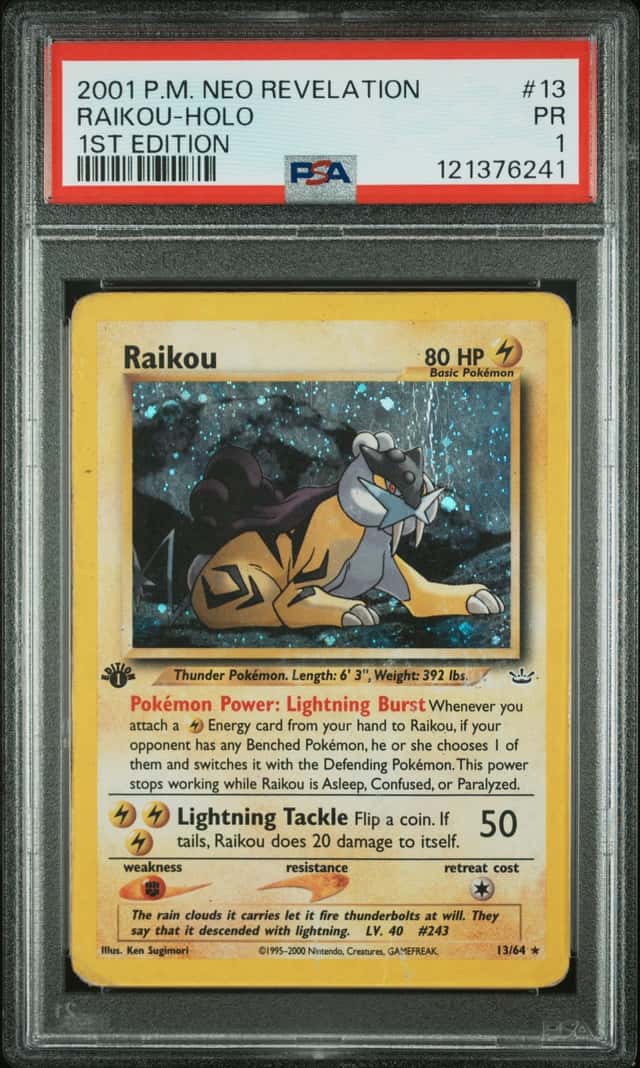 2001 Pokemon Neo Revelation 1st Edition Raikou Holo #13/64 PSA 1