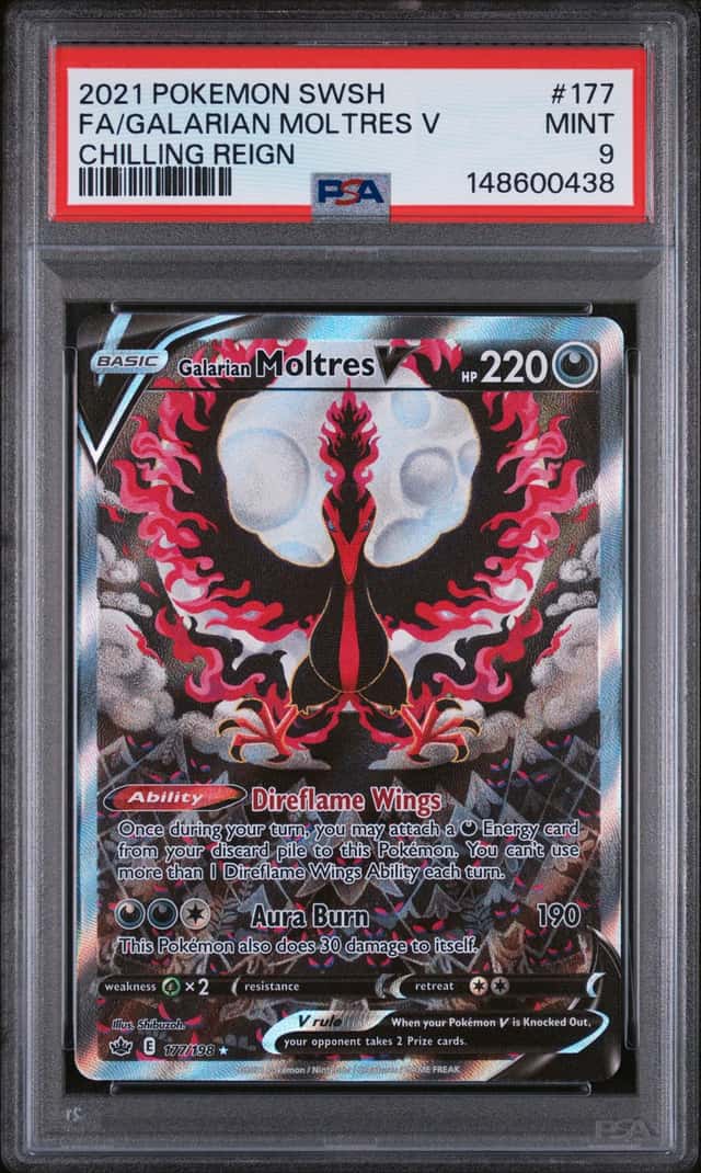 2021 Pokemon Sword & Shield - Chilling Reign Galarian Moltres V PSA 9 #177/198