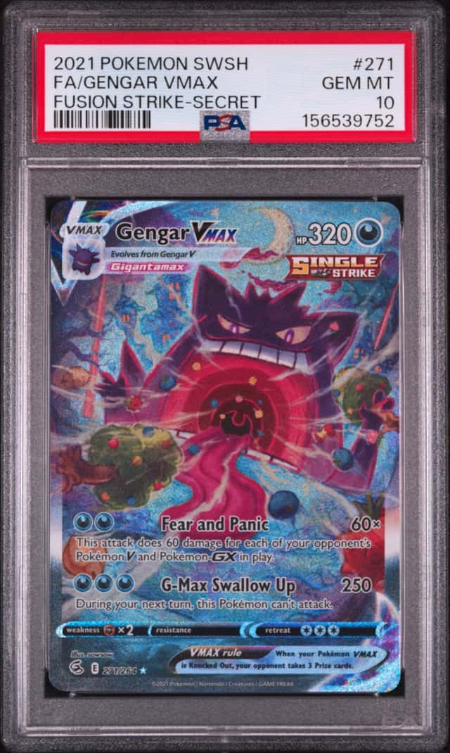 2021 POKEMON SWSH FUSION STRIKE SECRET #271 FULL ART FA/GENGAR VMAX PSA 10