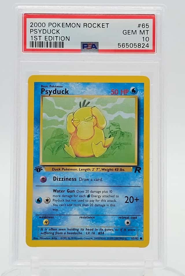 PSYDUCK 2000 POKEMON TEAM ROCKET 1ST EDITION 65/82 COMMON PSA 10 Q7217-1