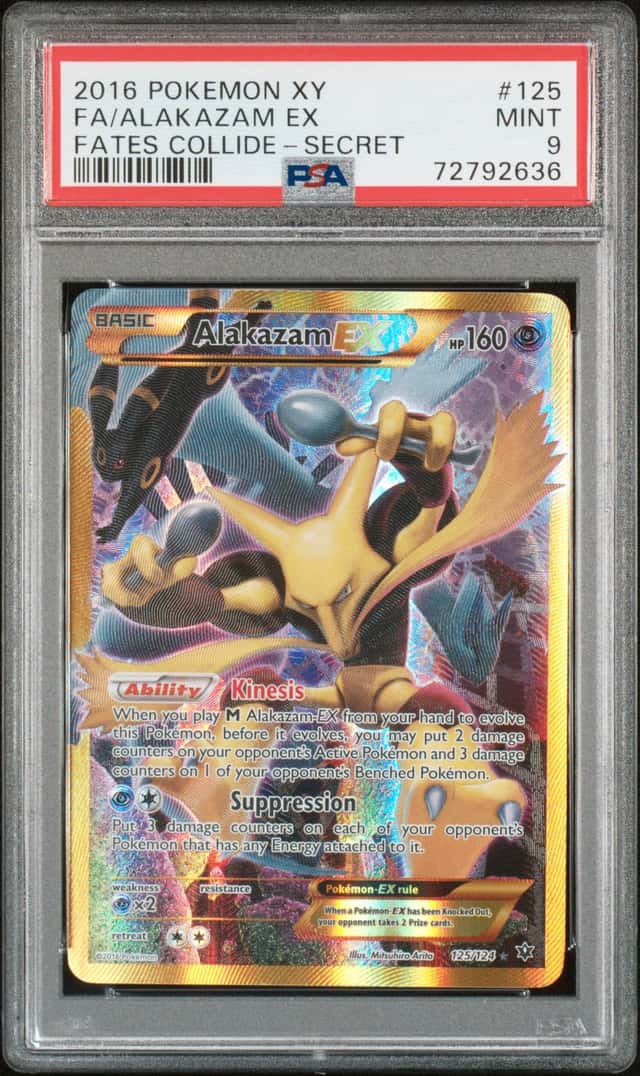 Pokemon TCG PSA 9 Alakazam EX Fates Collide 125/124 Secret Rare Full Art Holo