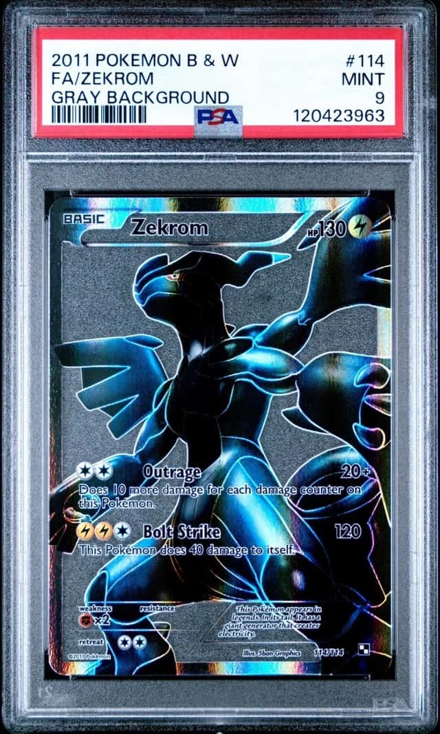 Pokemon Zekrom Black & White 114/114 Gray Background Full Art PSA 9 Mint