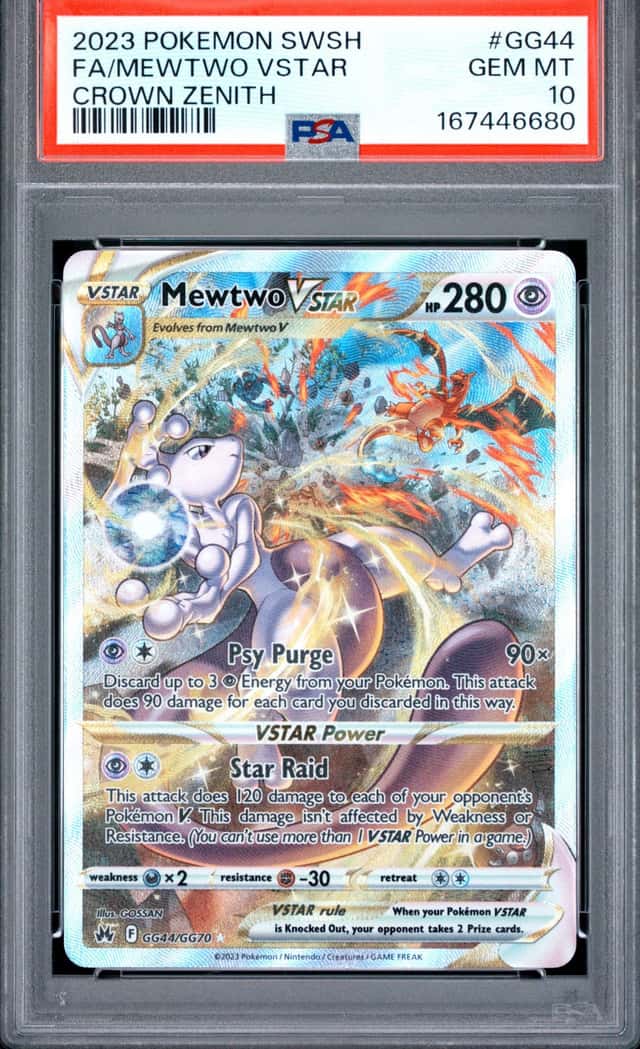 2023 POKEMON SWORD & SHIELD CROWN ZENITH #GG44 FULL ART/MEWTWO VSTAR PSA 10