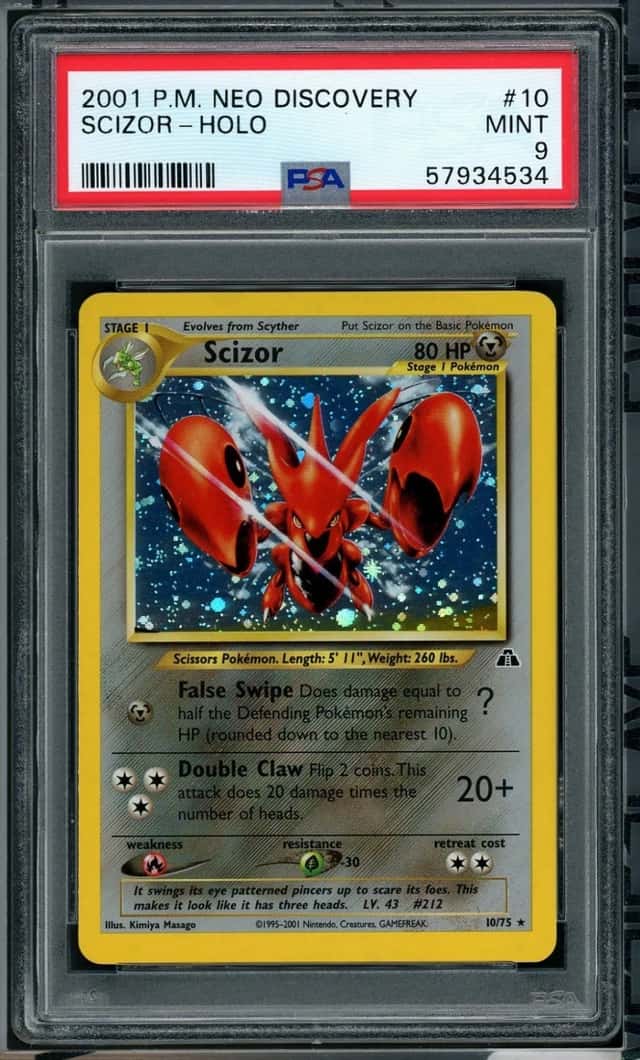 2001 POKEMON SCIZOR-HOLO NEO DISCOVERY #10 PSA 9