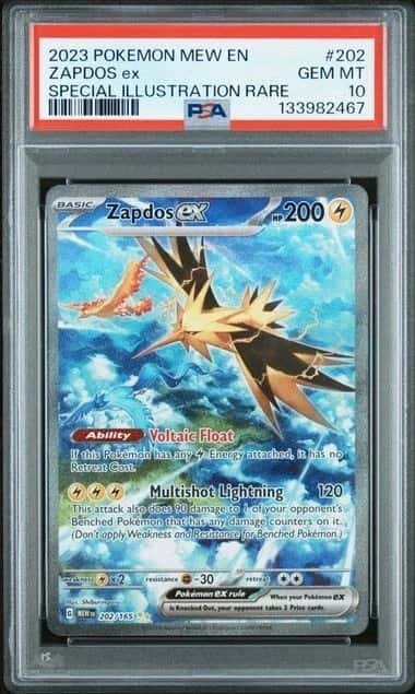 POKEMON ZAPDOS ex 2023 MEW EN-151 #202 ILLUSTRATION RARE PSA 10