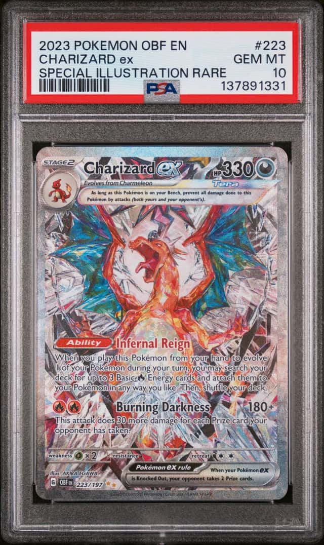 CHARIZARD EX 2023 POKEMON OBSIDIAN FLAMES 223/197 SIR PSA 10 Q3963-7