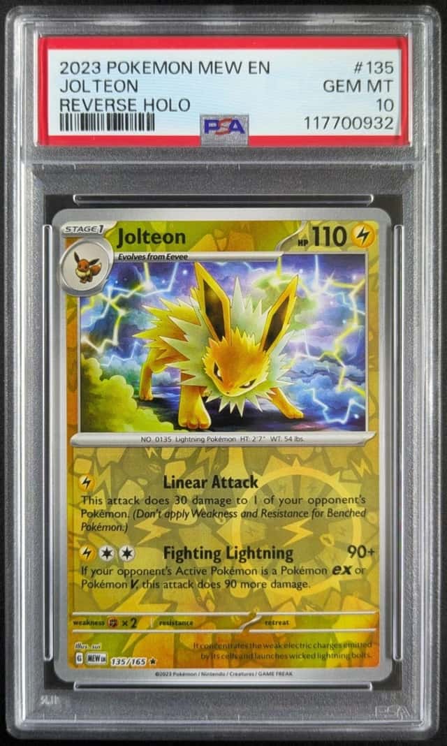 2023 Pokemon JOLTEON #135/165 SV 151 Reverse Holo Rare English PSA 10