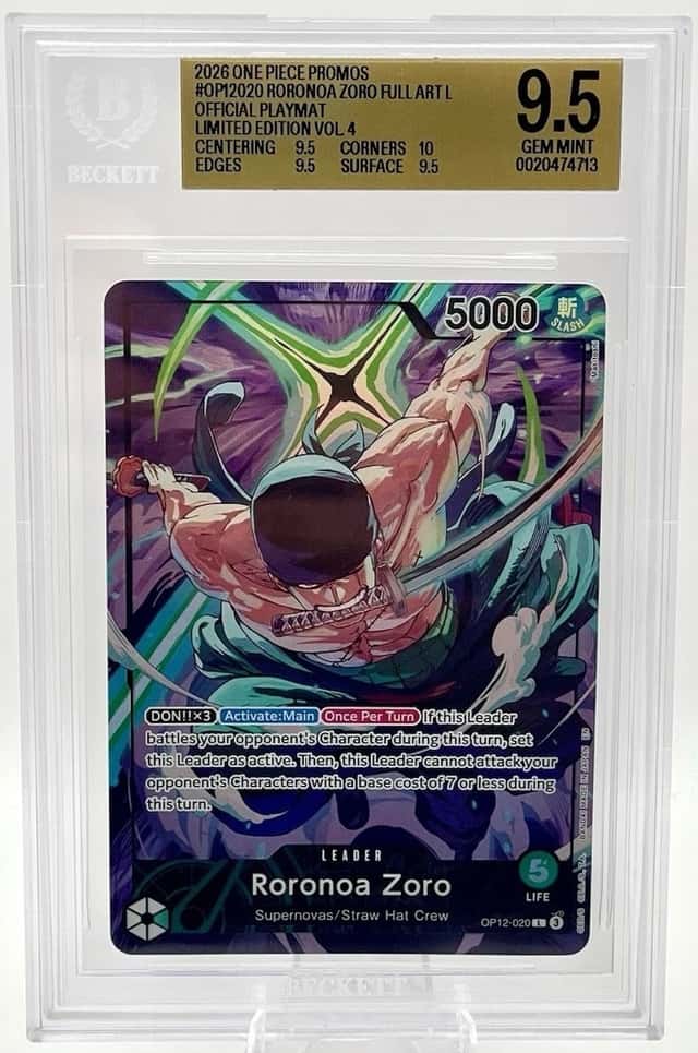 Roronoa Zoro Official Playmat Limited Edition Vol.4 OP12-020 One Piece BGS 9.5