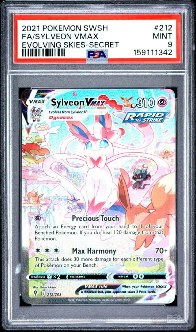 2021 Pokemon SWSH Evolving Skies Sylveon VMAX #212/203 PSA 9
