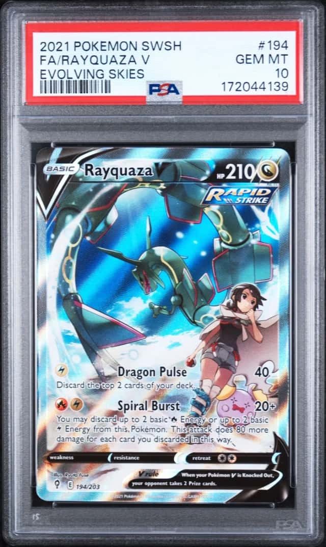 2021 POKEMON SWORD & SHIELD EVOLVING SKIES #194 FULL ART/RAYQUAZA V PSA 10