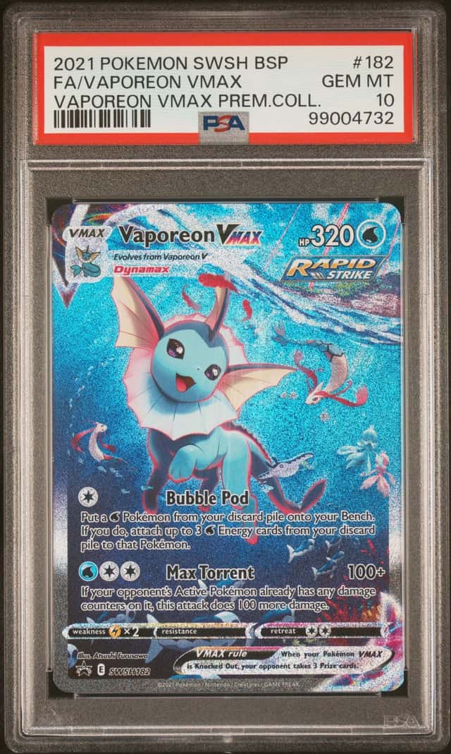 VAPOREON VMAX 2021 POKEMON VAPOREON VMAX PREMIUM COLL #182 BSP PSA 10 Q3963-7