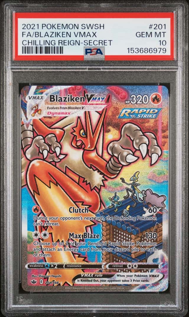 BLAZIKEN VMAX 2021 POKEMON CHILLING REIGN 201/198 FULL ART PSA 10 Q3963-7