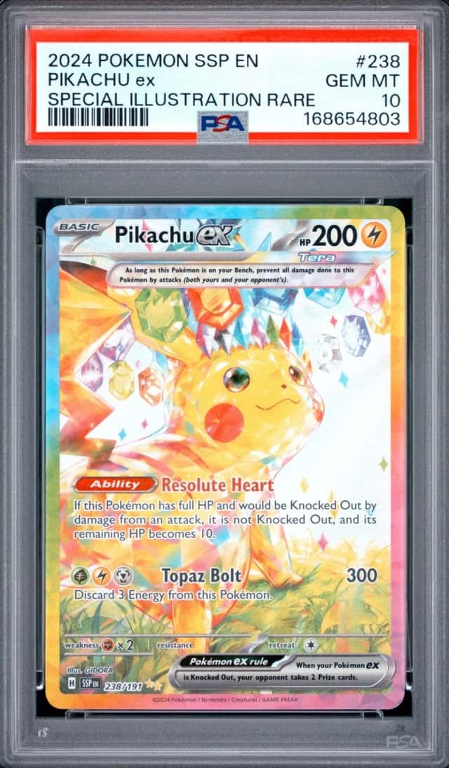 2024 POKEMON SSP EN-SURGING SPARKS SPECIAL ILLUSTRATION RARE PIKACHU EX PSA 10
