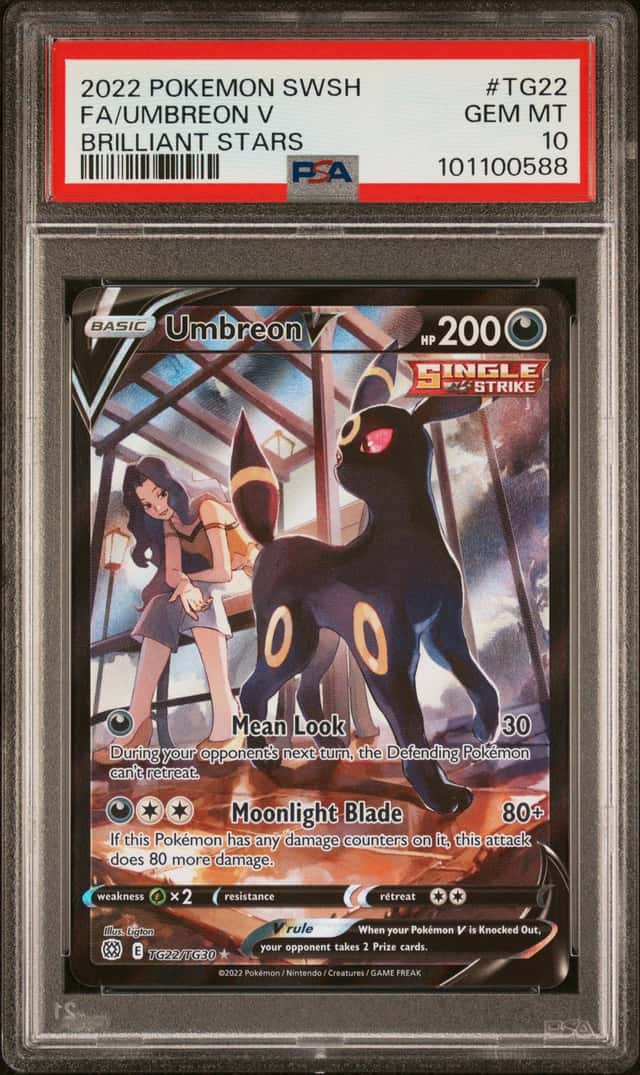 2022 POKEMON SWORD & SHIELD BRILLIANT STARS #TG22 FULL ART/UMBREON V PSA 10