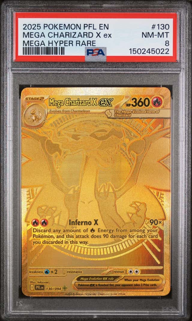 Mega Charizard X ex PSA 8 2025 Pokemon Phantasmal Flames #130/094 Hyper Rare 022