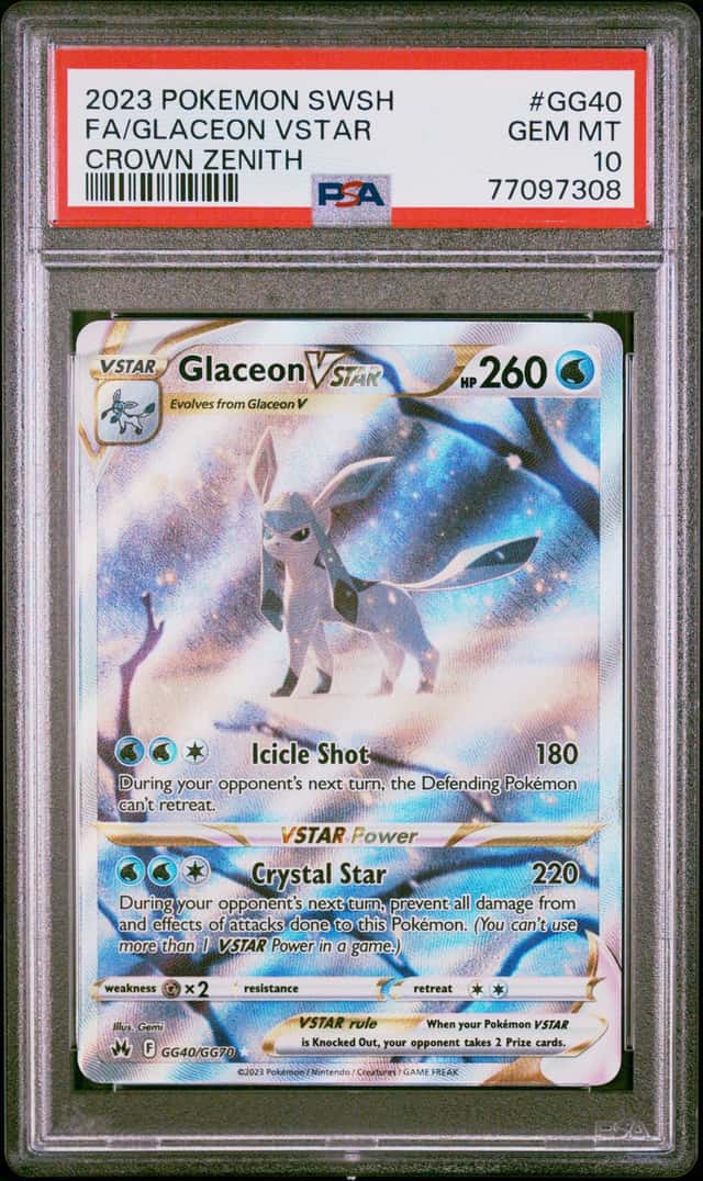 2023 Pokemon SWSH Crown Zenith #GG40 Full Art GlaceonVStar PSA 10 GEM MT