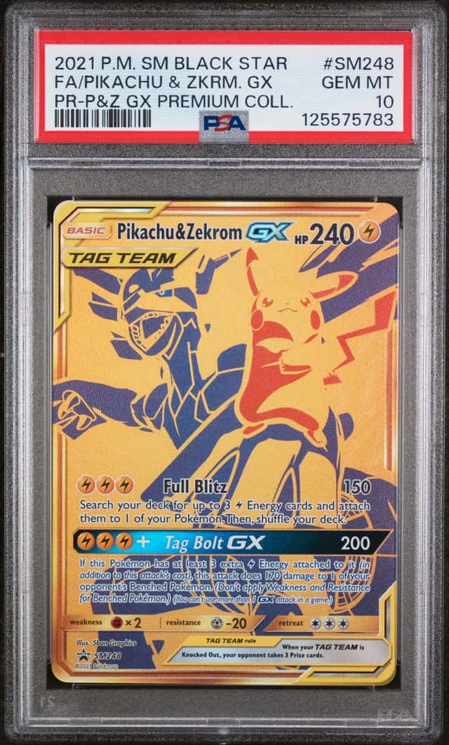 2021 Pokemon SM Black Star #SM248 Pikachu & Zekrom GX Premium Collection PSA 10