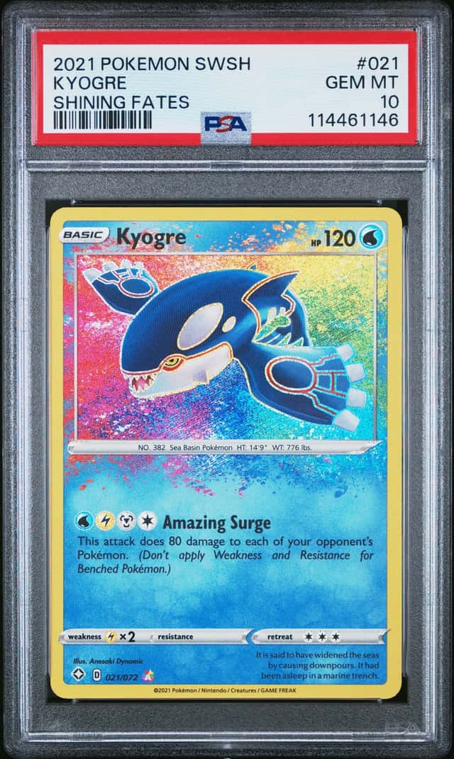 The Pokémon Company 2021 Kyogre 021/072 Shining Fates Amazing Rare Holo PSA