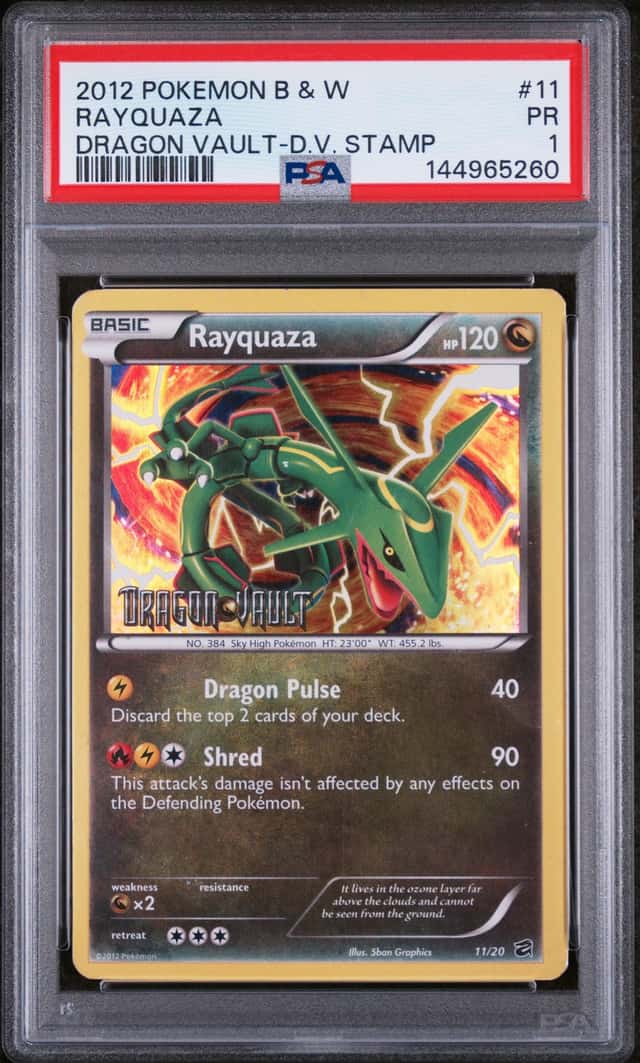 2012 Pokemon Dragon Vault Rayquaza B&W Stamp #11/20 PSA 1